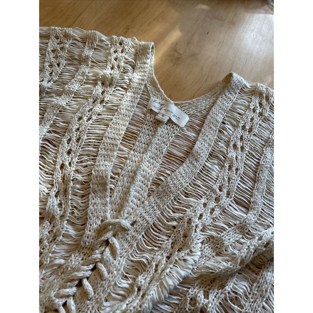 VINTAGE HAVANA IVORY BOHO FRINGE CARDIGAN SIZE M - Picture 10 of 11